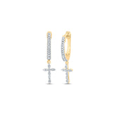 1/8 CTW-DIA NK CROSS DANGLING EARRING